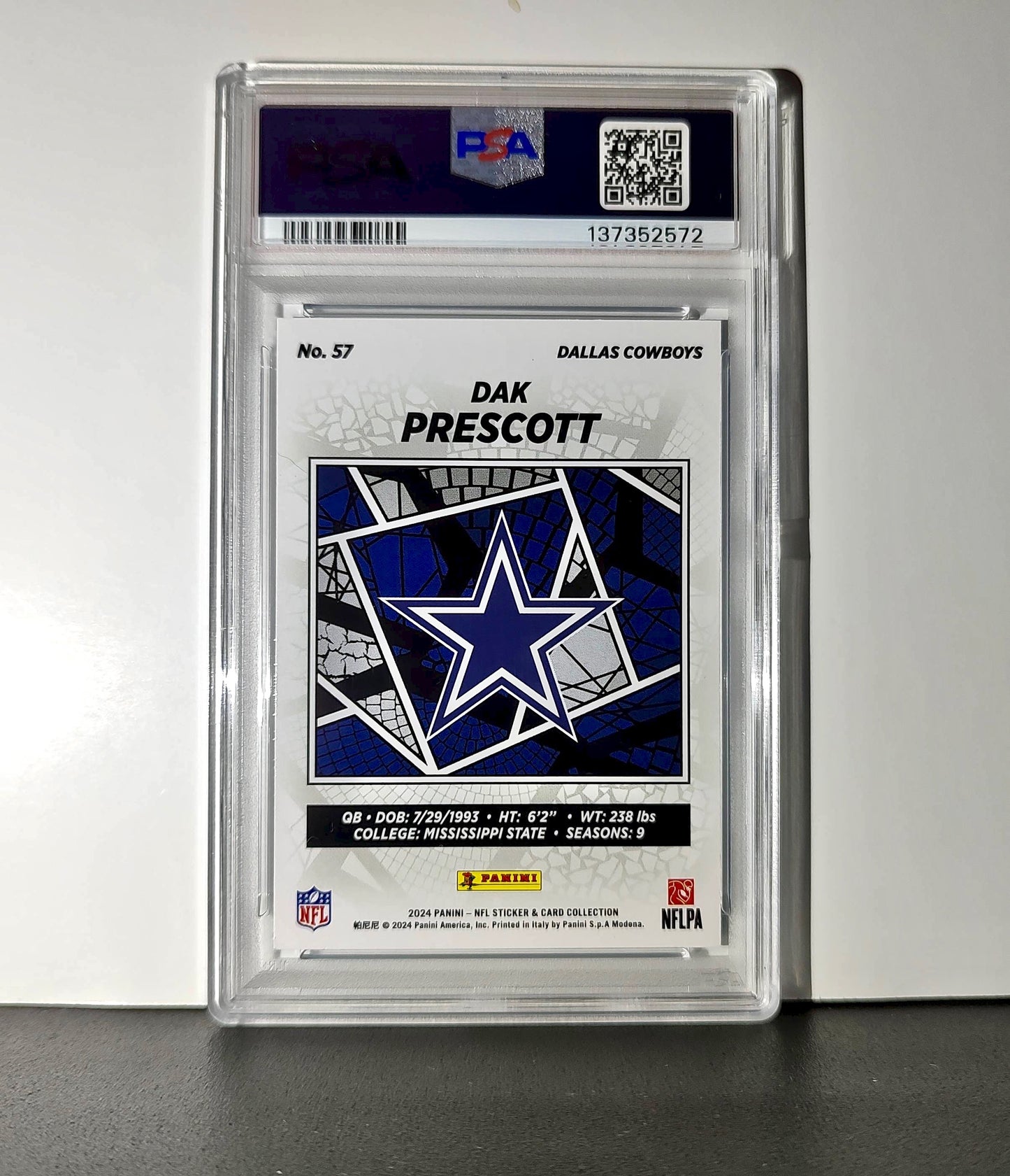 Dak Prescott 2024 Panini Sticker Collection 167/349 #57 Blue Foil PSA 8 NM-MT