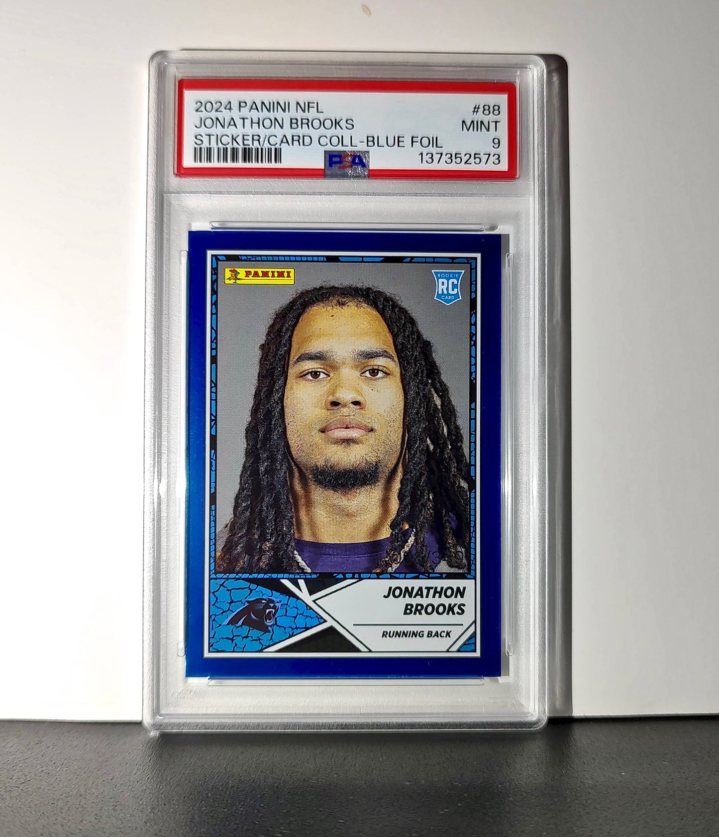 Jonathan Brooks Rookie 2024 Panini Sticker Collection 6/349 #88 Blue Foil PSA 9