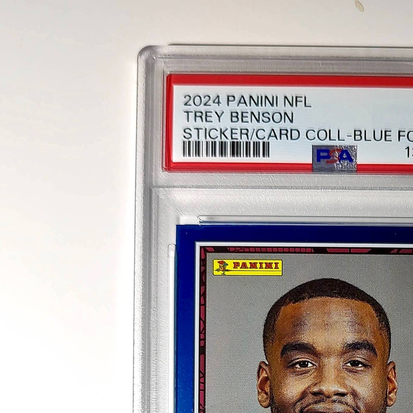 Trey Benson Rookie 2024 Panini Sticker Collection 255/349 #92 Blue Foil PSA 8