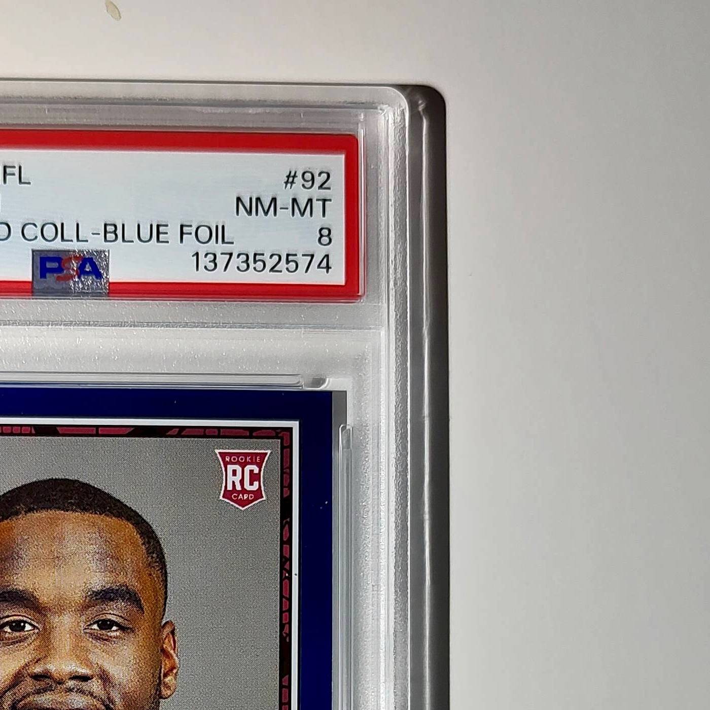 Trey Benson Rookie 2024 Panini Sticker Collection 255/349 #92 Blue Foil PSA 8