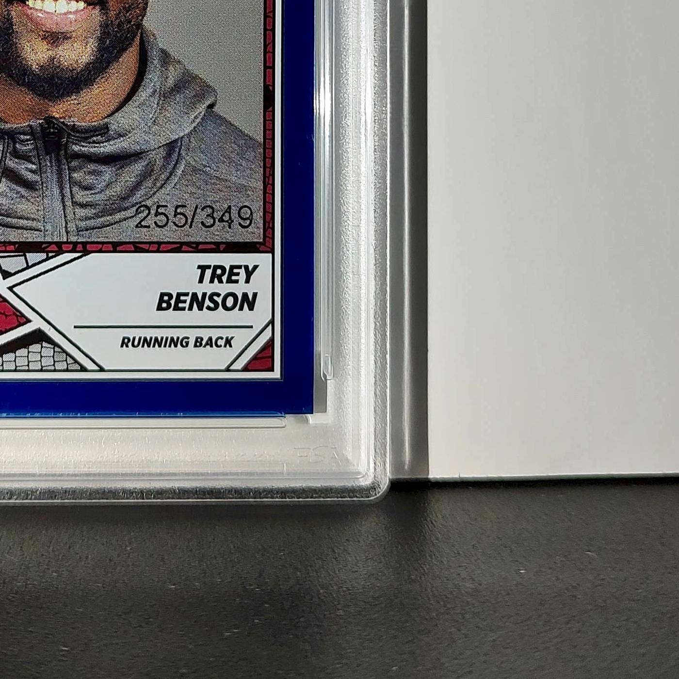 Trey Benson Rookie 2024 Panini Sticker Collection 255/349 #92 Blue Foil PSA 8