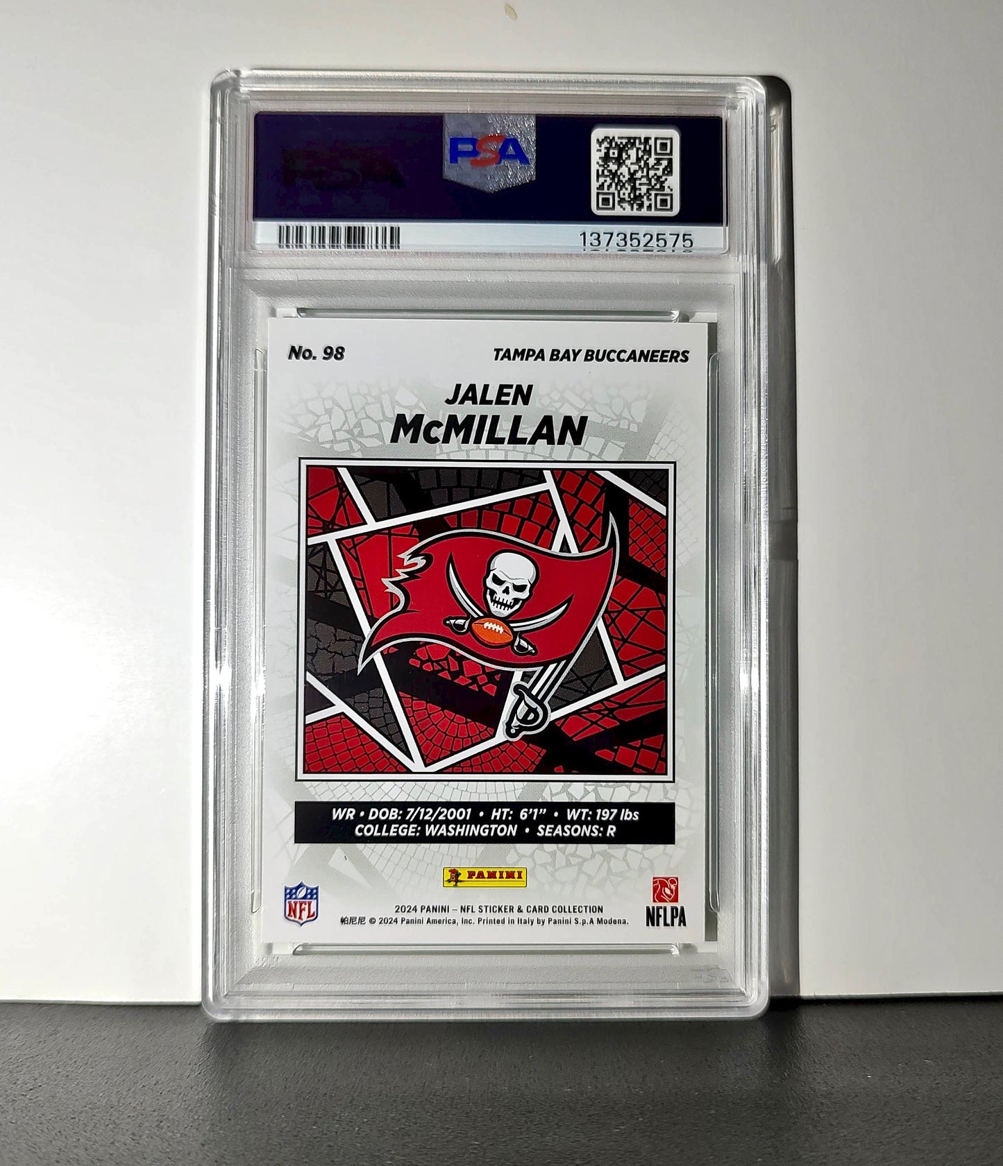 Jalen McMillan Rookie 2024 Panini Sticker Collection 053/075 #98 Lime Foil PSA 9