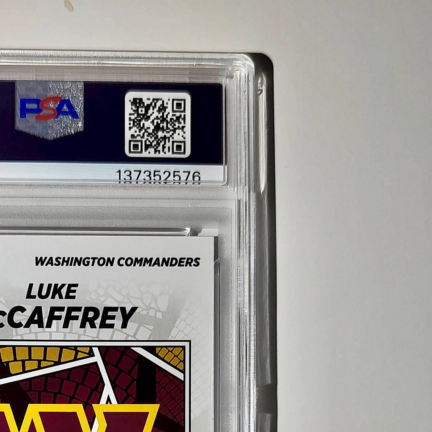 Luke McCaffrey 2024 Panini Sticker Collection 239/299 #99 Rookie Red Foil PSA 8