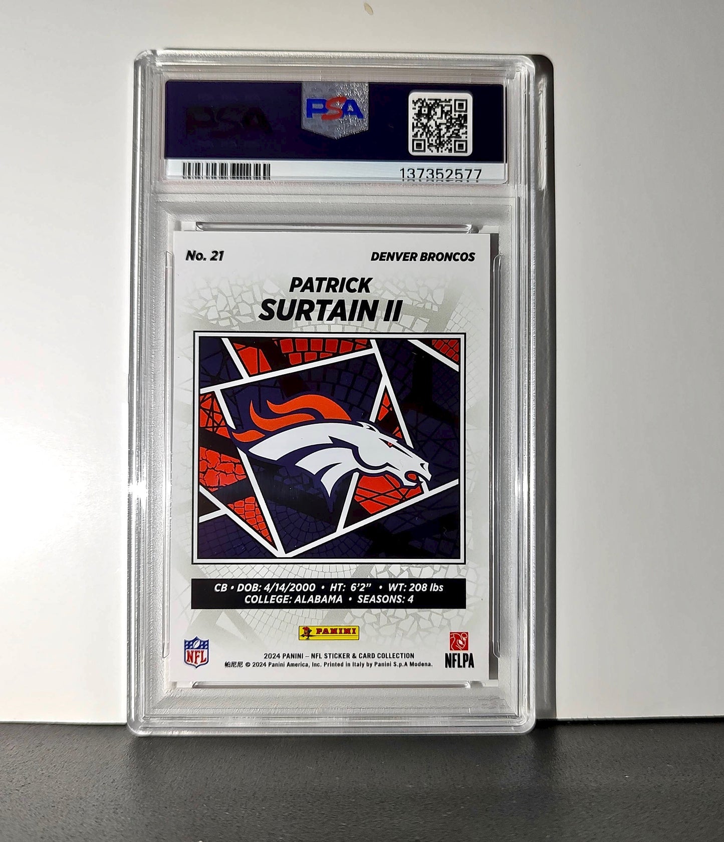 Patrick Surtain II Rookie 2024 Panini Sticker 240/299 #21 Red Foil PSA 8 NM-MT