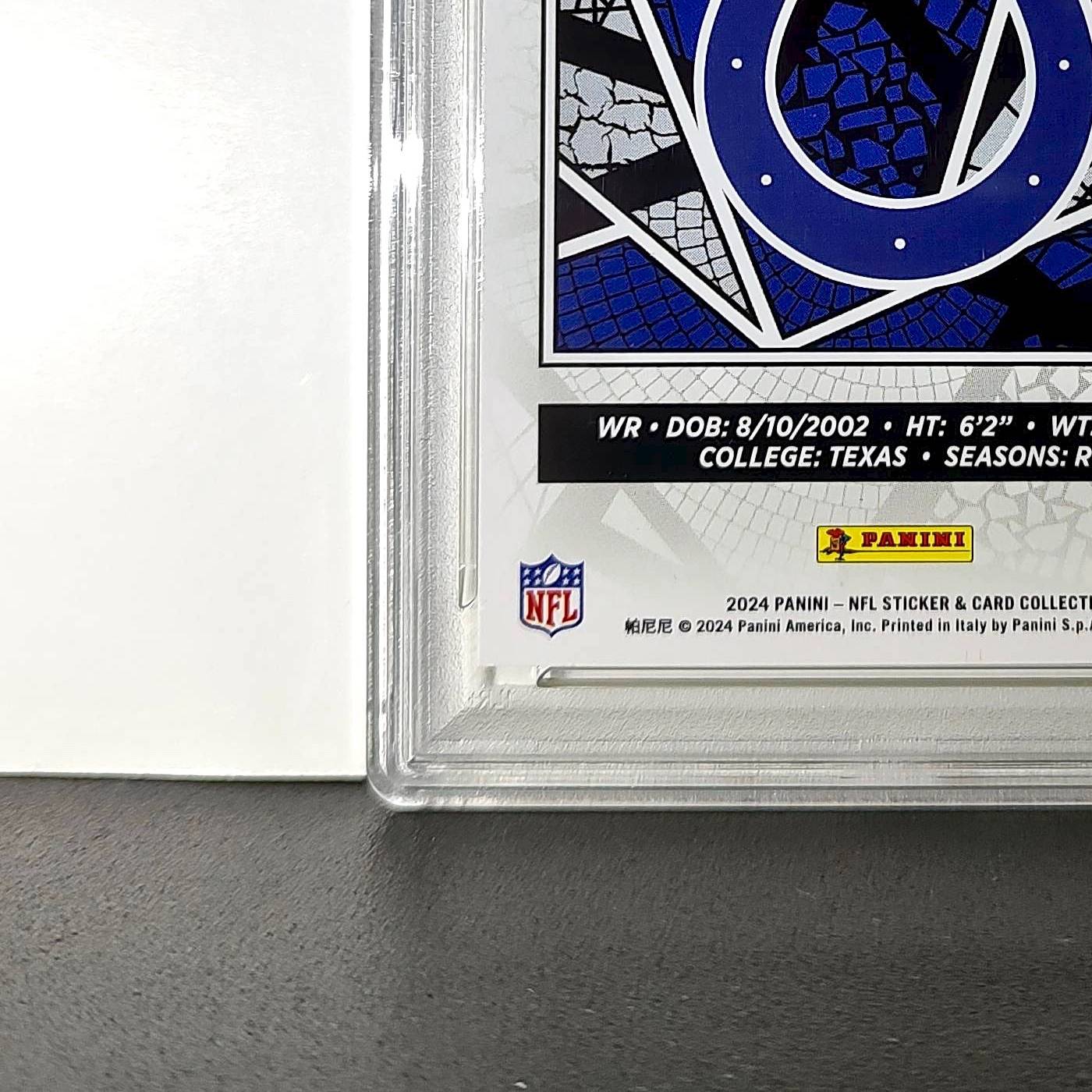 Adonai Mitchell 2024 Panini Sticker Collection 080/199 #89 Gold Foil PSA 9 Mint