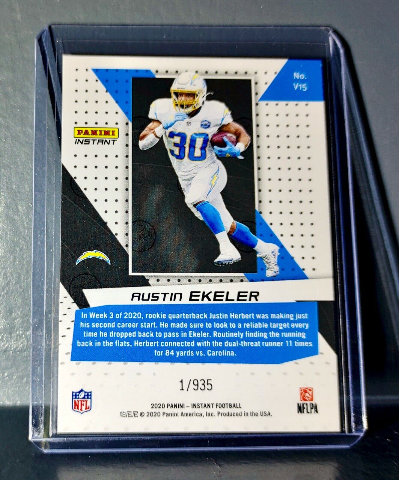 Austin Ekeler 2020 Panini NFL Instant Vortex #15 Football Card 1/935