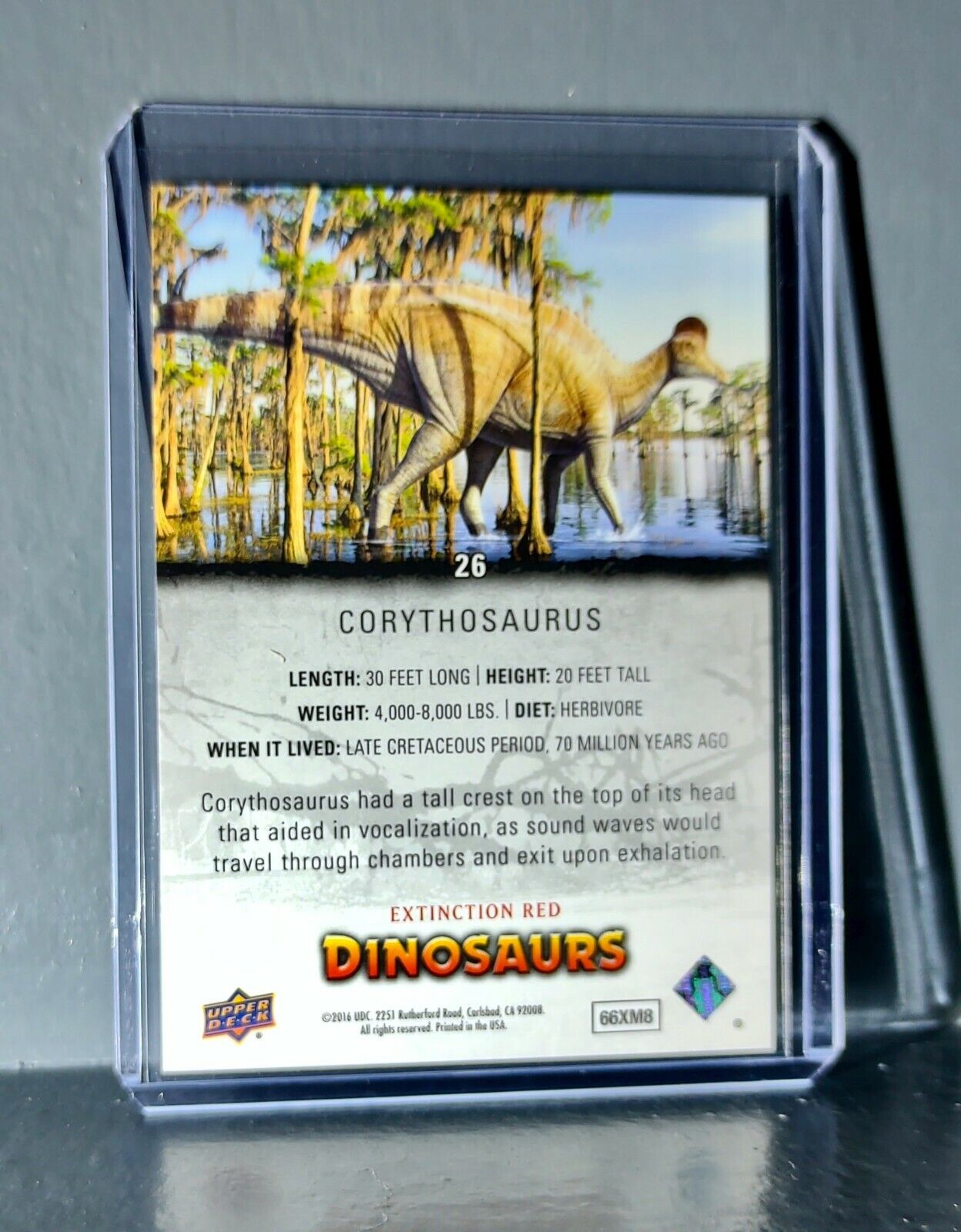 2015 Upper Deck Dinosaurs Corythosaurus Extinction Red Parallel #26 Card