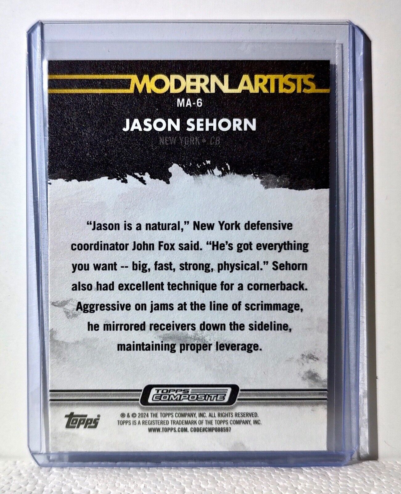 Jason Sehorn 2023 Topps Gallery Modern Artists NFL #MA-6 Card New York Giants