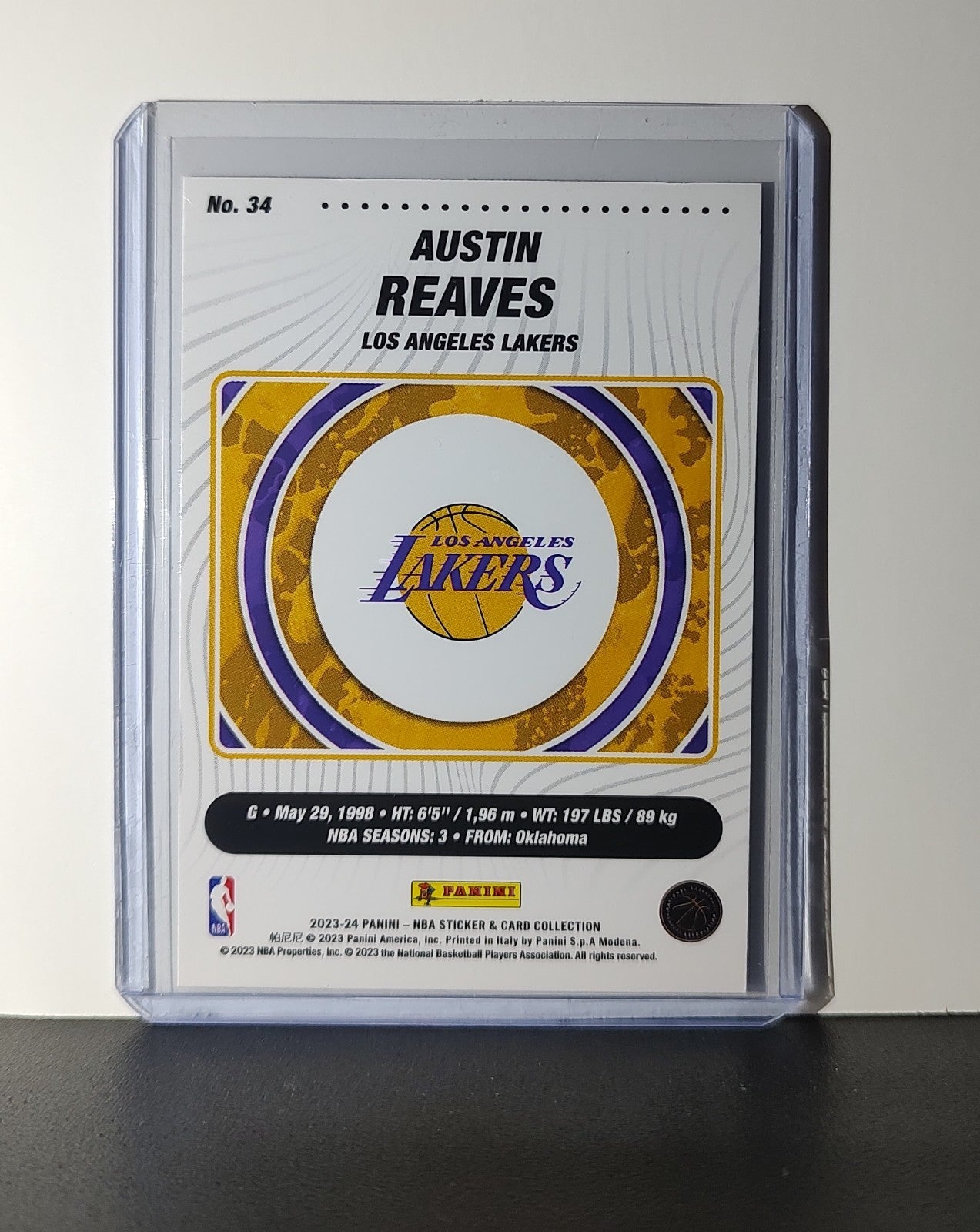 Austin Reaves 2023-24 Panini NBA Sticker Foil Card #34 Los Angeles Lakers