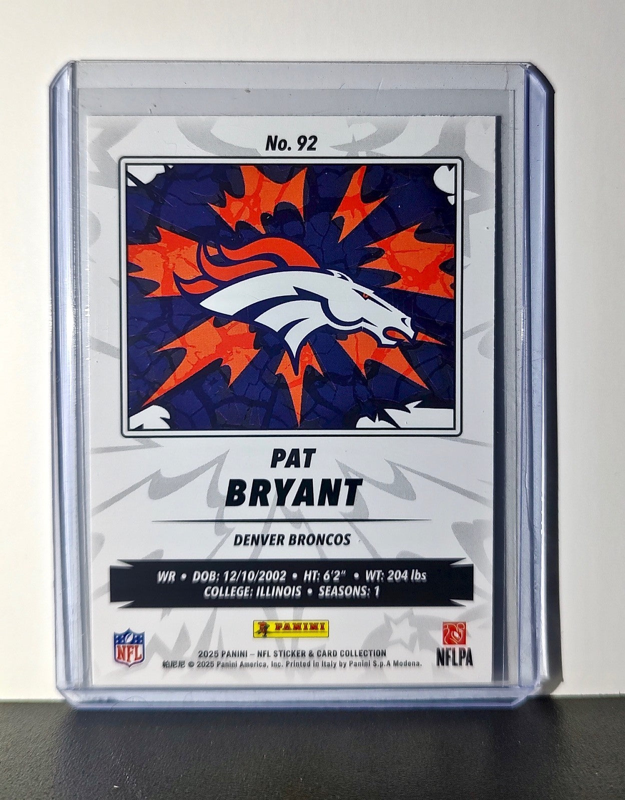 Pat Bryant Rookie 2025 Panini NFL #92 Foil Sticker Card Denver Broncos