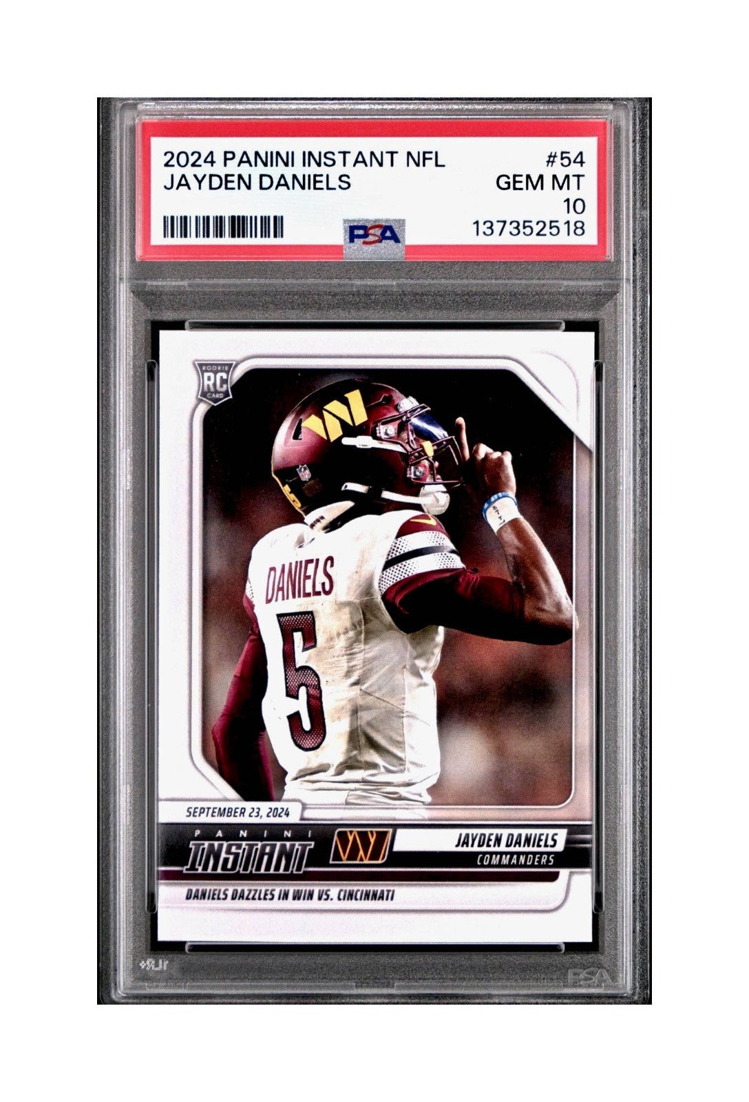 Jayden Daniels Rookie 2024 Panini Instant NFL #54 PSA 10 Gem Mint