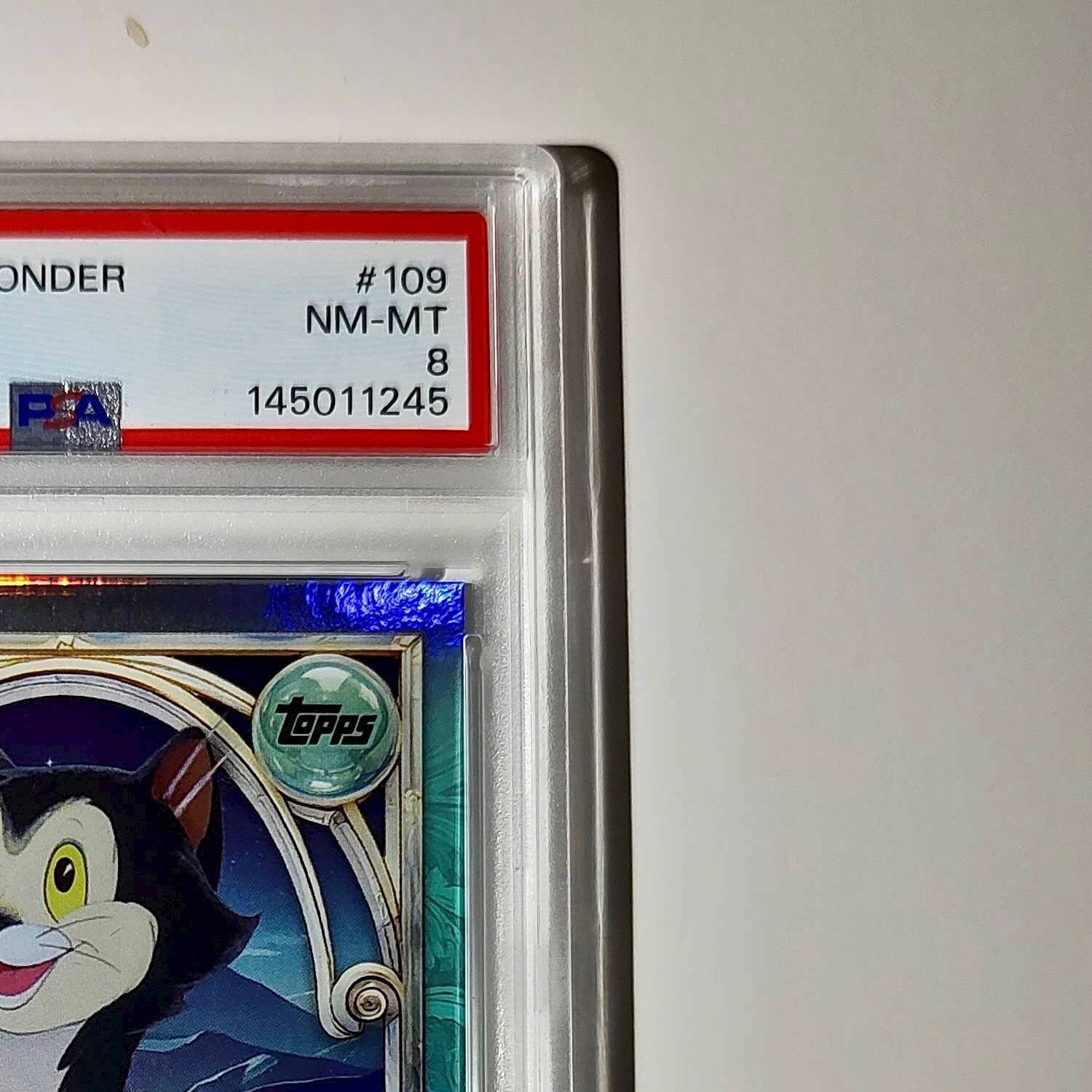 Figaro 2025 Topps Disney Wonder #109 Diamond Card Pinocchio PSA 8