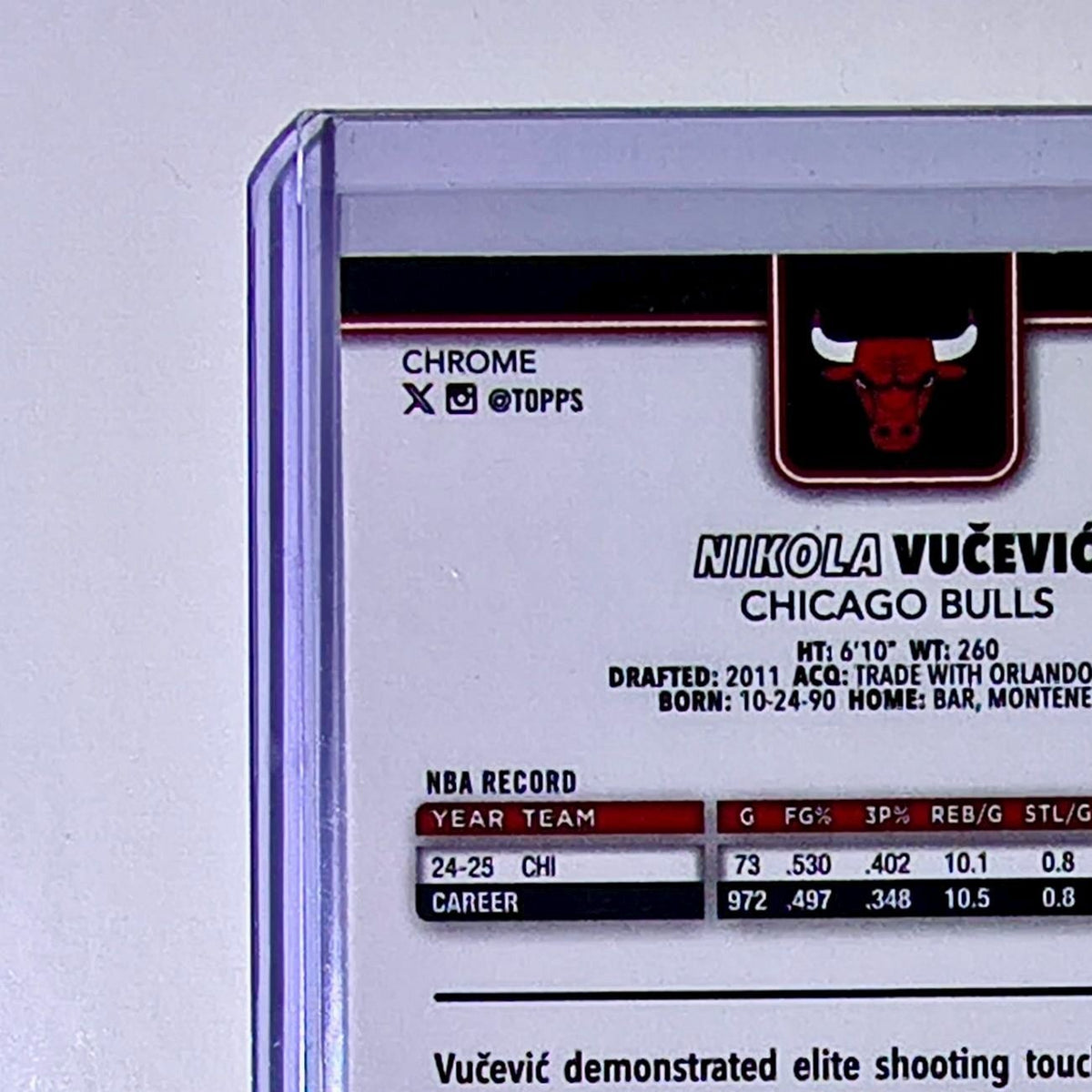 Nikola Vučević 2025-26 NBA Topps Chrome Update #78 Basketball Card Chicago Bulls