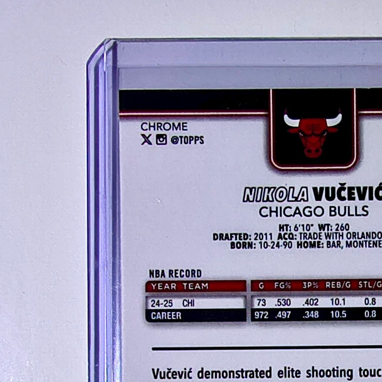 Nikola Vučević 2025-26 NBA Topps Chrome Update #78 Basketball Card Chicago Bulls