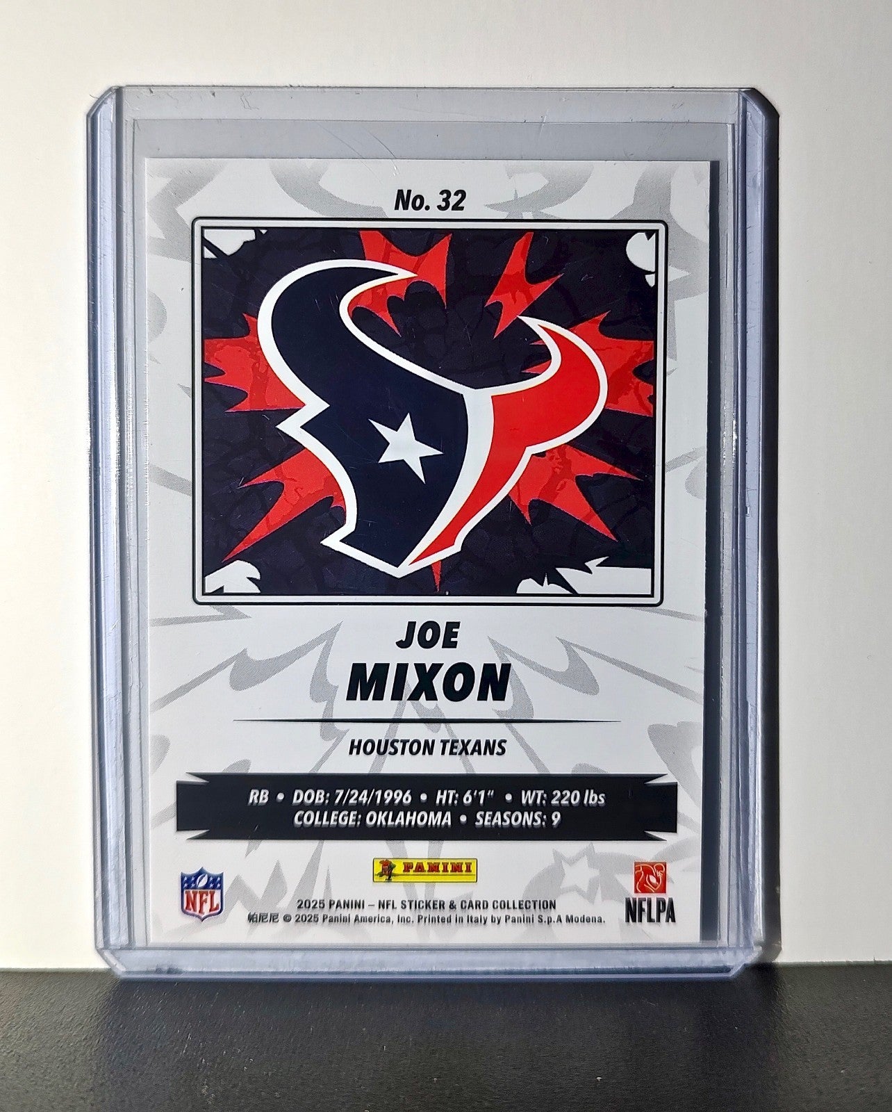 Joe Mixon 2025 Panini NFL #32 Foil Sticker Card Houston Texans