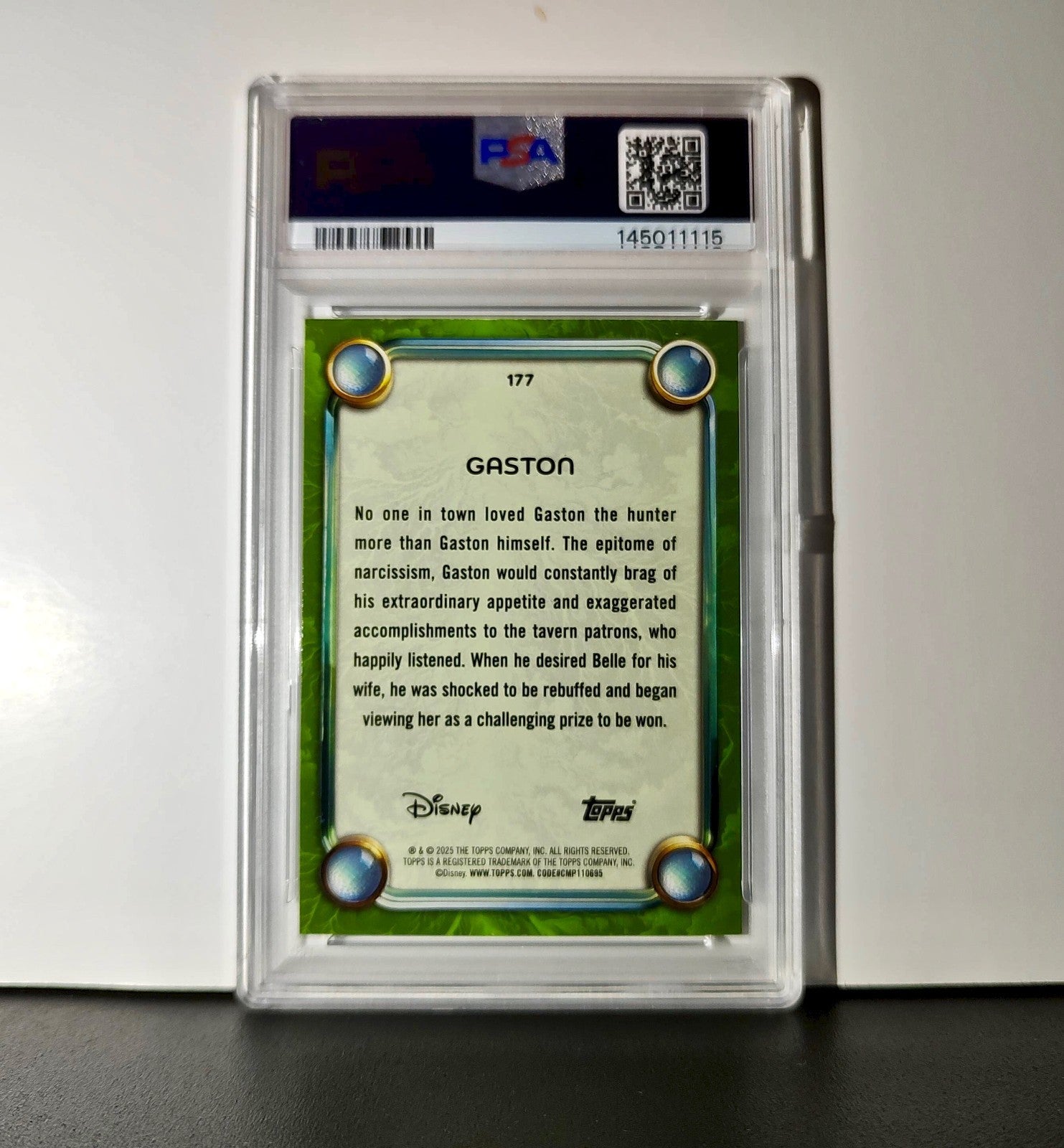 Gaston 2025 Topps Disney Wonder #177 Card Beauty and the Beast PSA 9 MT