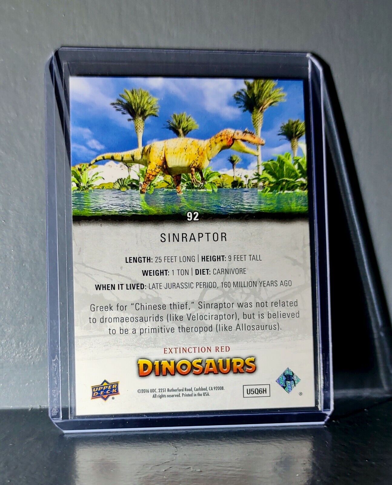 2015 Upper Deck Dinosaurs Sinraptor Extinction Red Parallel #92 Card