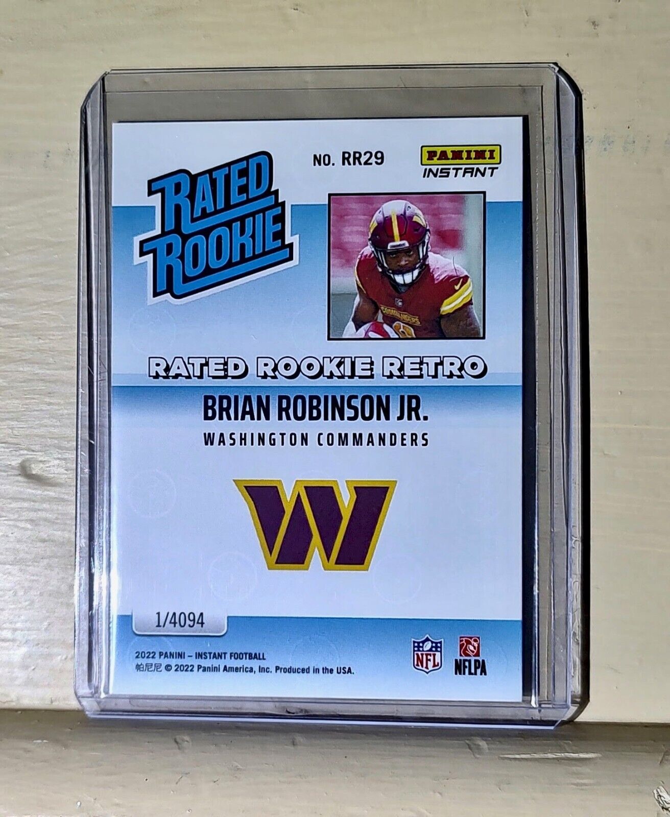 Brian Robinson Jr 2022 NFL Panini #29 Rated Rookie Retro Football Card 1/4094