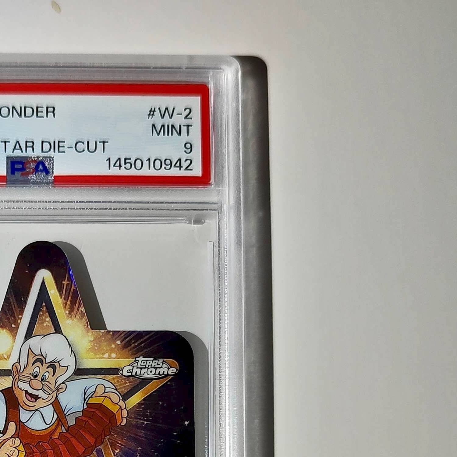Geppetto 2025 Topps Chrome Disney #W-2 Wish Upon A Star Die Cut Pinocchio PSA 9