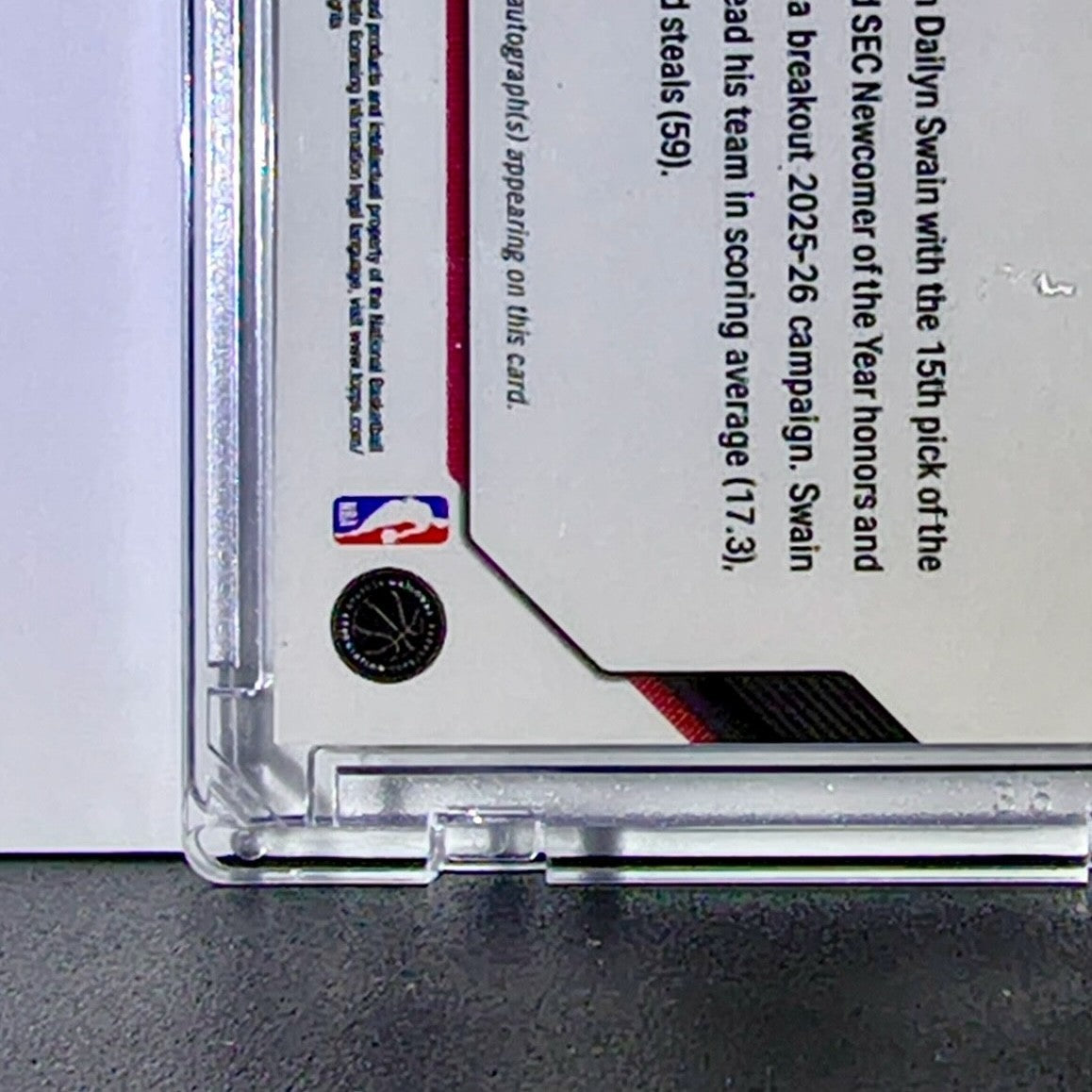 Dailyn Swain 2026 Rookie NBA Topps Draft #OSWA-A Autograph Card Bulls 02/10