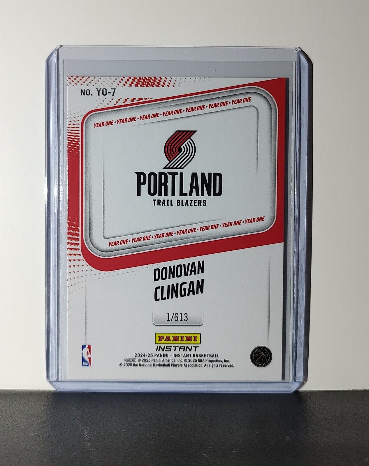 Donovan Clingan Rookie Card 2024-25 Panini Year One #7 Trail Blazers 1/613