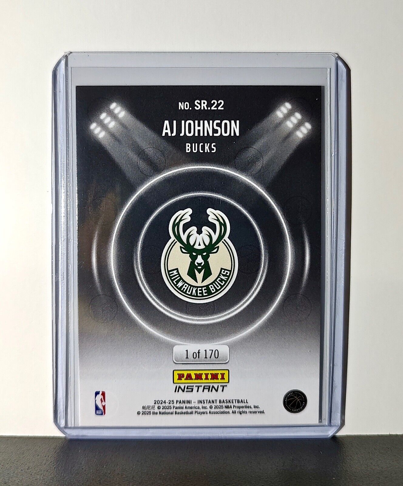 AJ Johnson Rookie 2024-25 Panini Spotlight Rookies NBA #22 Card Bucks 1 of 170
