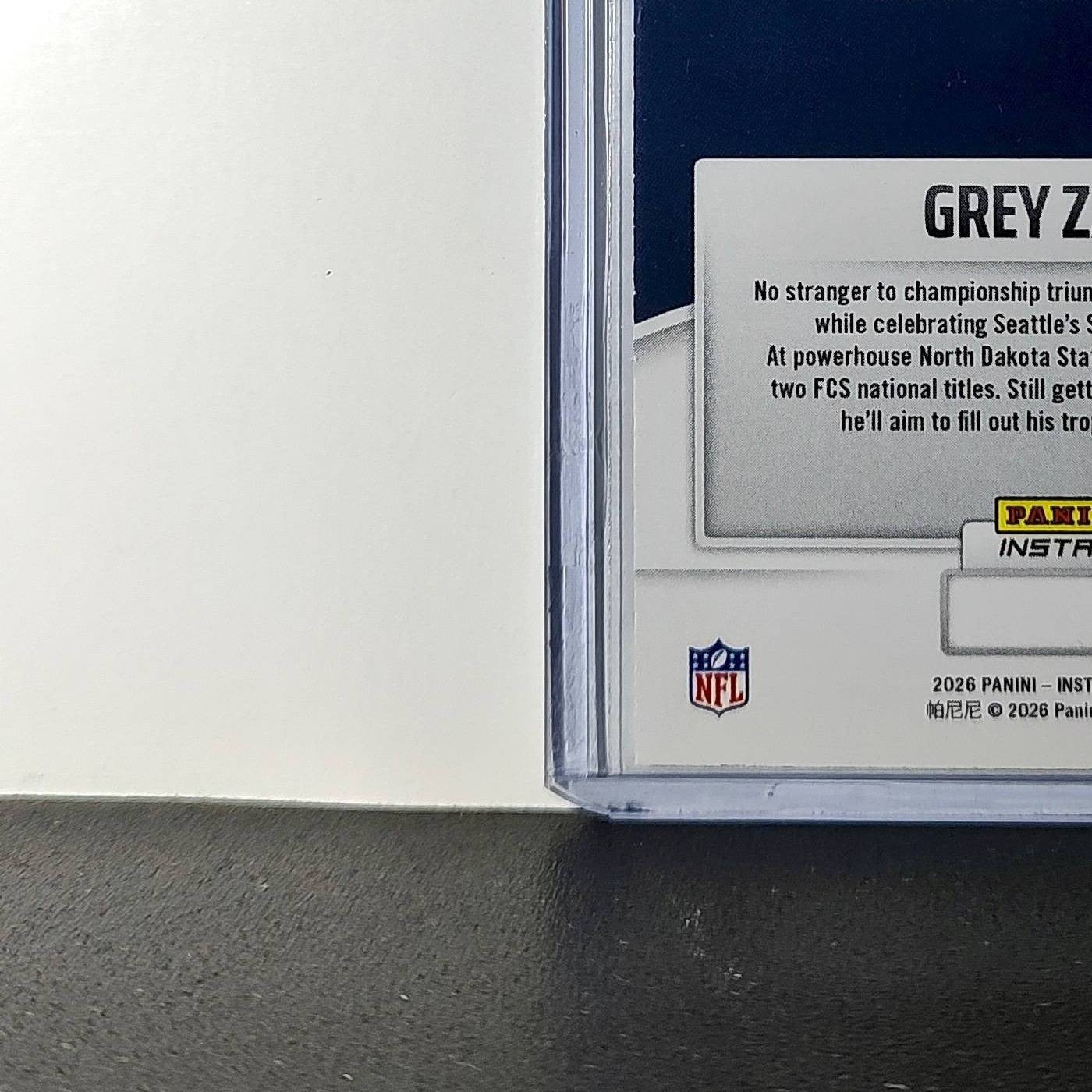 Grey Zabel Rookie 2026 Panini NFL Super Bowl LIX Champions #12 Card Seahawks