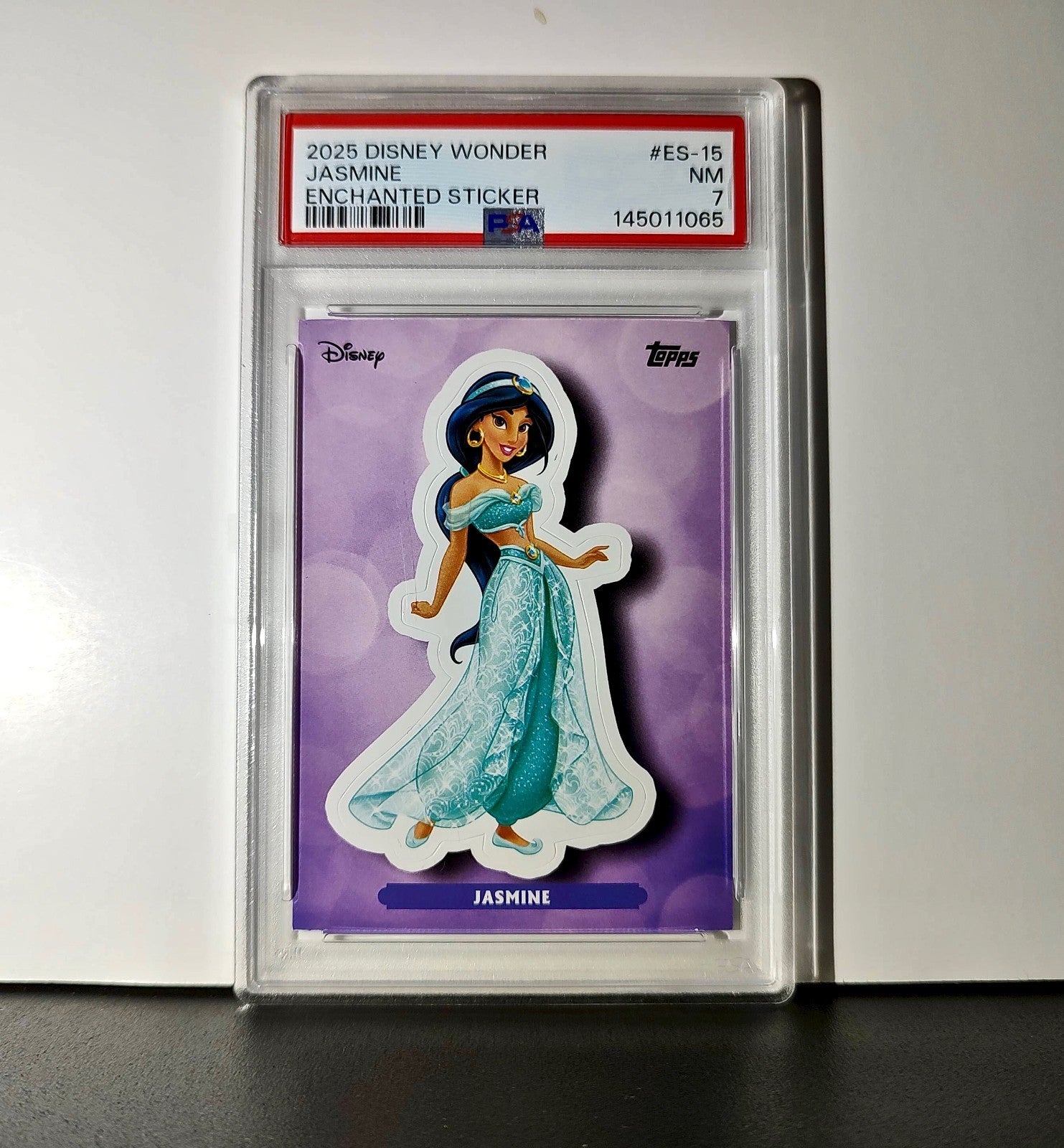 Jasmine 2025 Topps Disney #ES-15 Enchanted Sticker Card Aladdin PSA 7