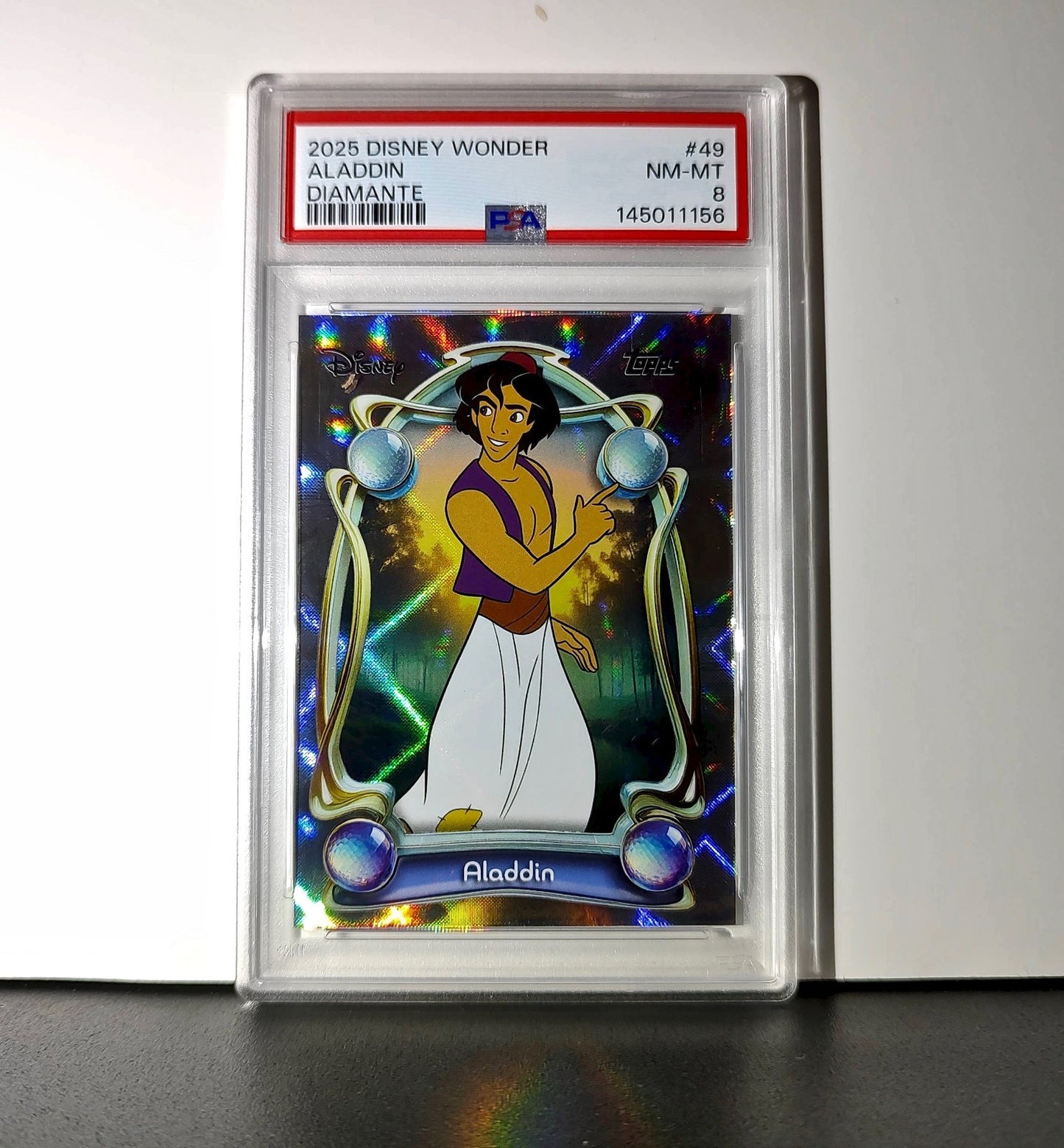 Aladdin 2025 Topps Disney Wonder #49 Winter Variant Card Aladdin PSA 8