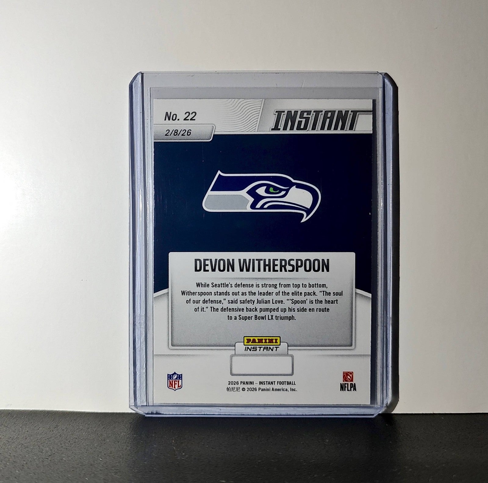 Devon Witherspoon 2026 Panini NFL Super Bowl LIX Champions #22 Seattle Seahawks