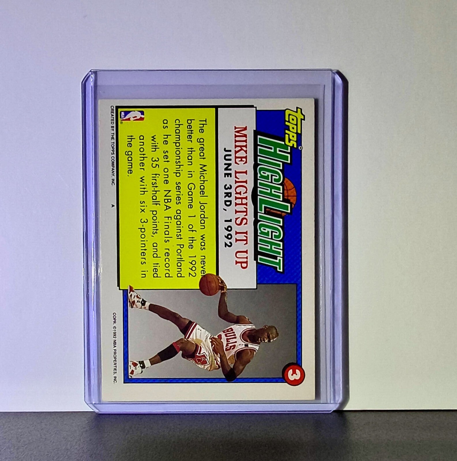 Michael Jordan 1992-93 Topps Highlight #3 Basketball Card Chicago Bulls