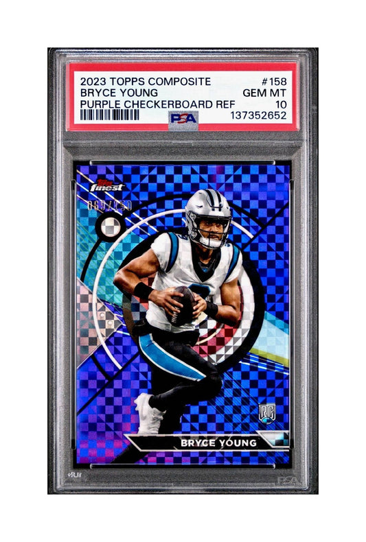 Bryce Young 2023 Topps Finest 069/150 Purple Checkerboard Refractor #158 PSA 10