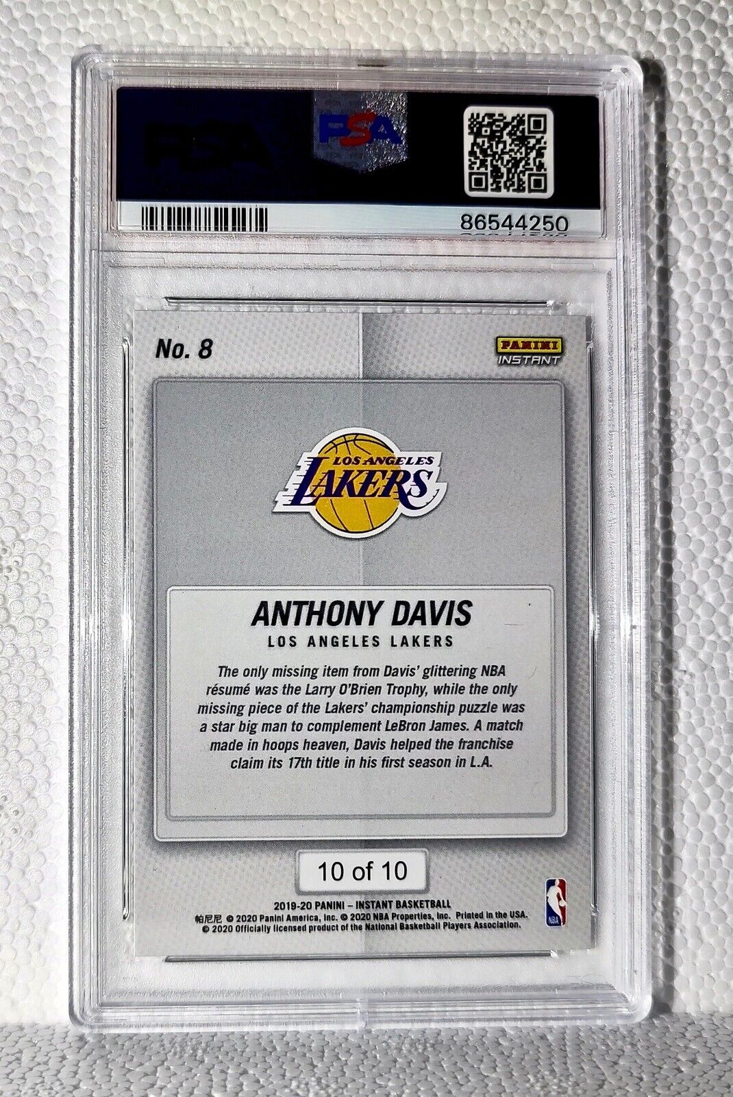 Anthony Davis 2020 Panini Lakers NBA Champions #8 Green Card 10/10 PSA 8 NM-Mint