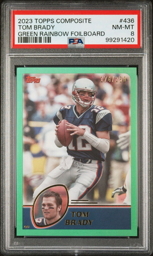 Tom Brady 2023 Topps Allen & Ginter #436 Green Portrait 174/250 Card PSA 8 NM-MT