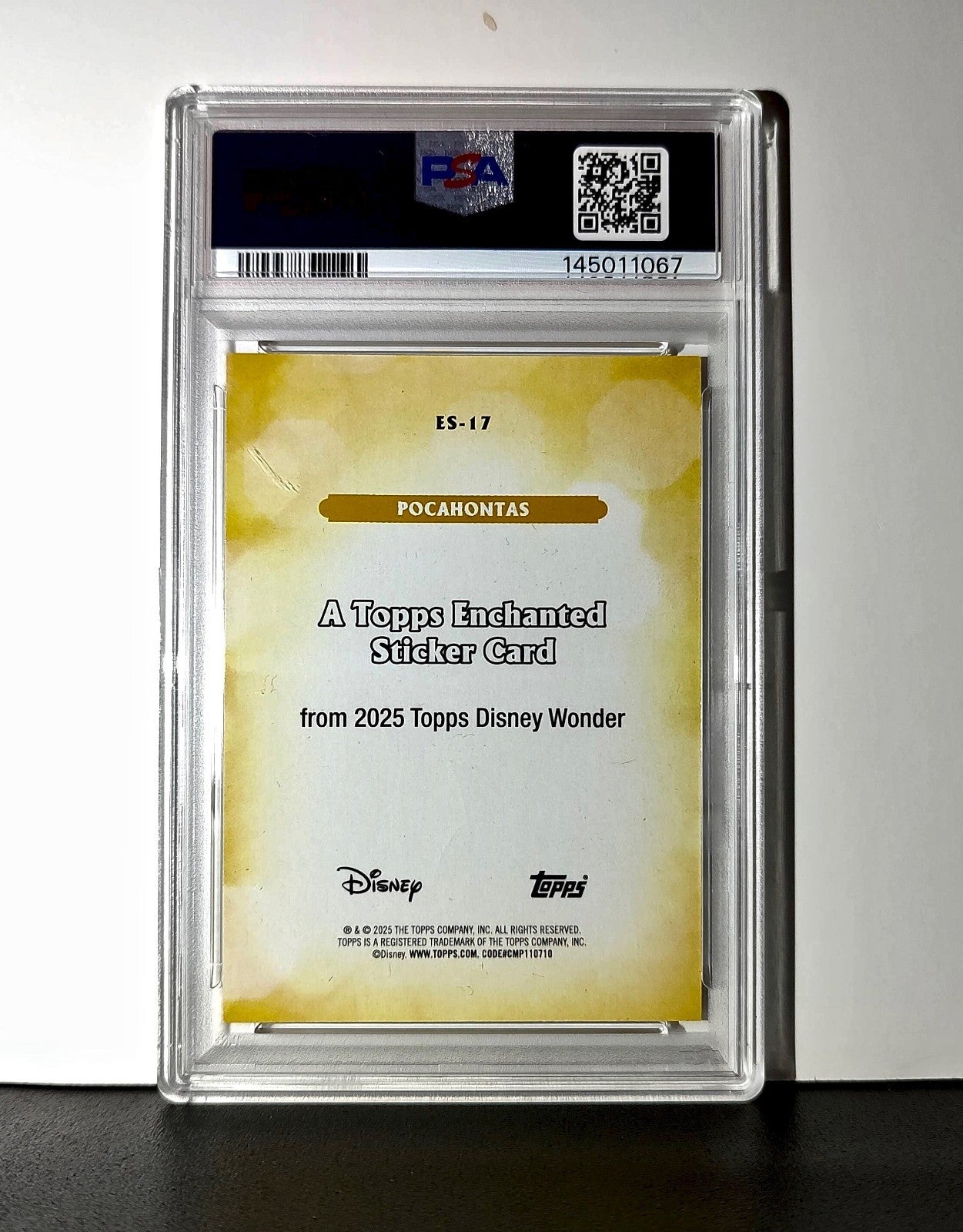 Pocahontas 2025 Topps Disney #ES-17 Enchanted Sticker Card Pocahontas PSA 9