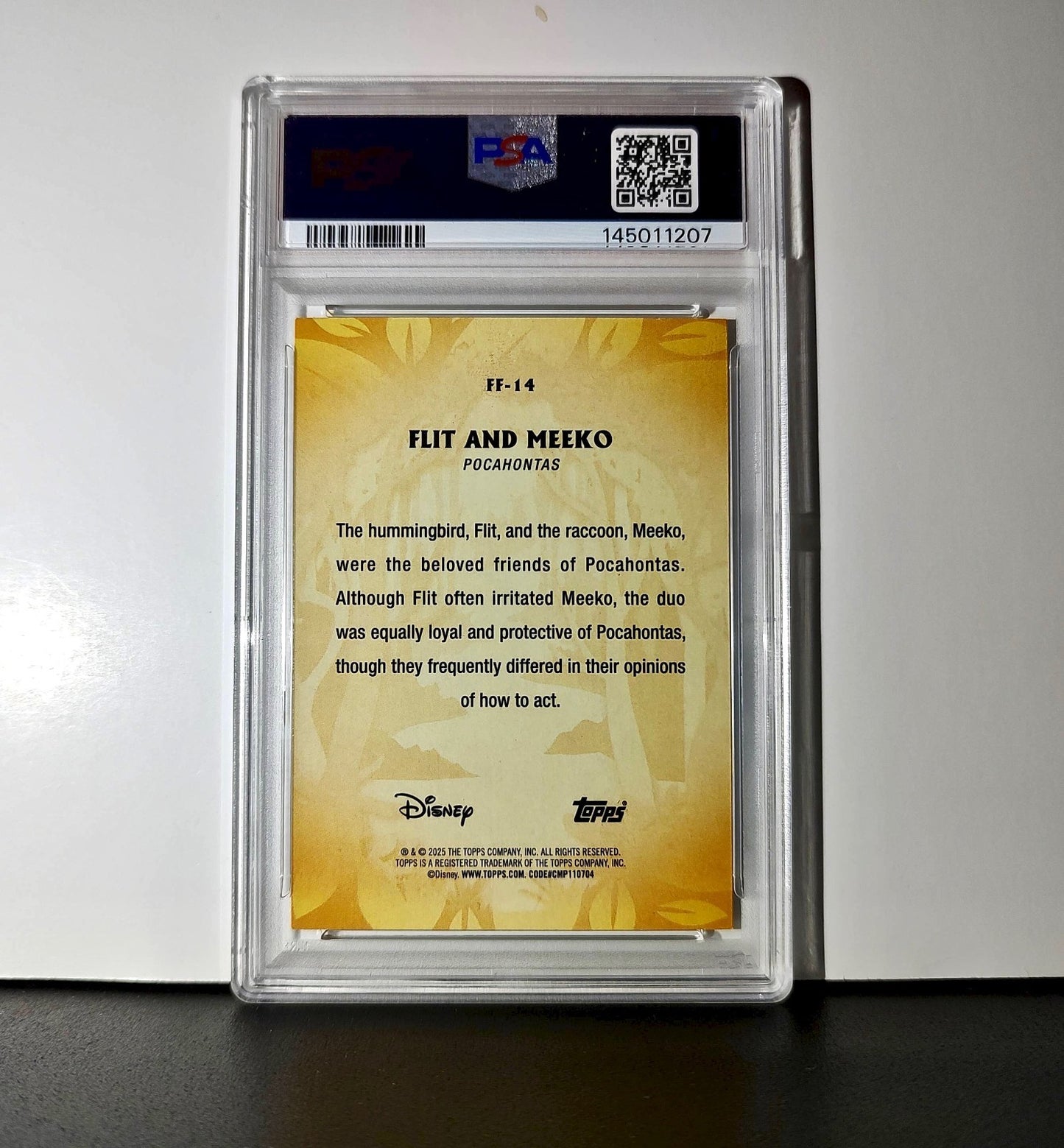 Flit and Meeko 2025 Topps Disney #FF-14 Furry Friends Card Pocahontas PSA 9