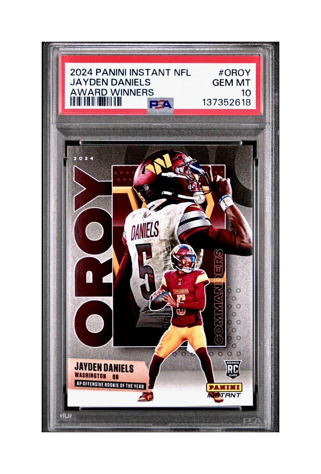 Jayden Daniels 2024 Panini NFL AP Offensive Rookie of the Year Commanders PSA 10