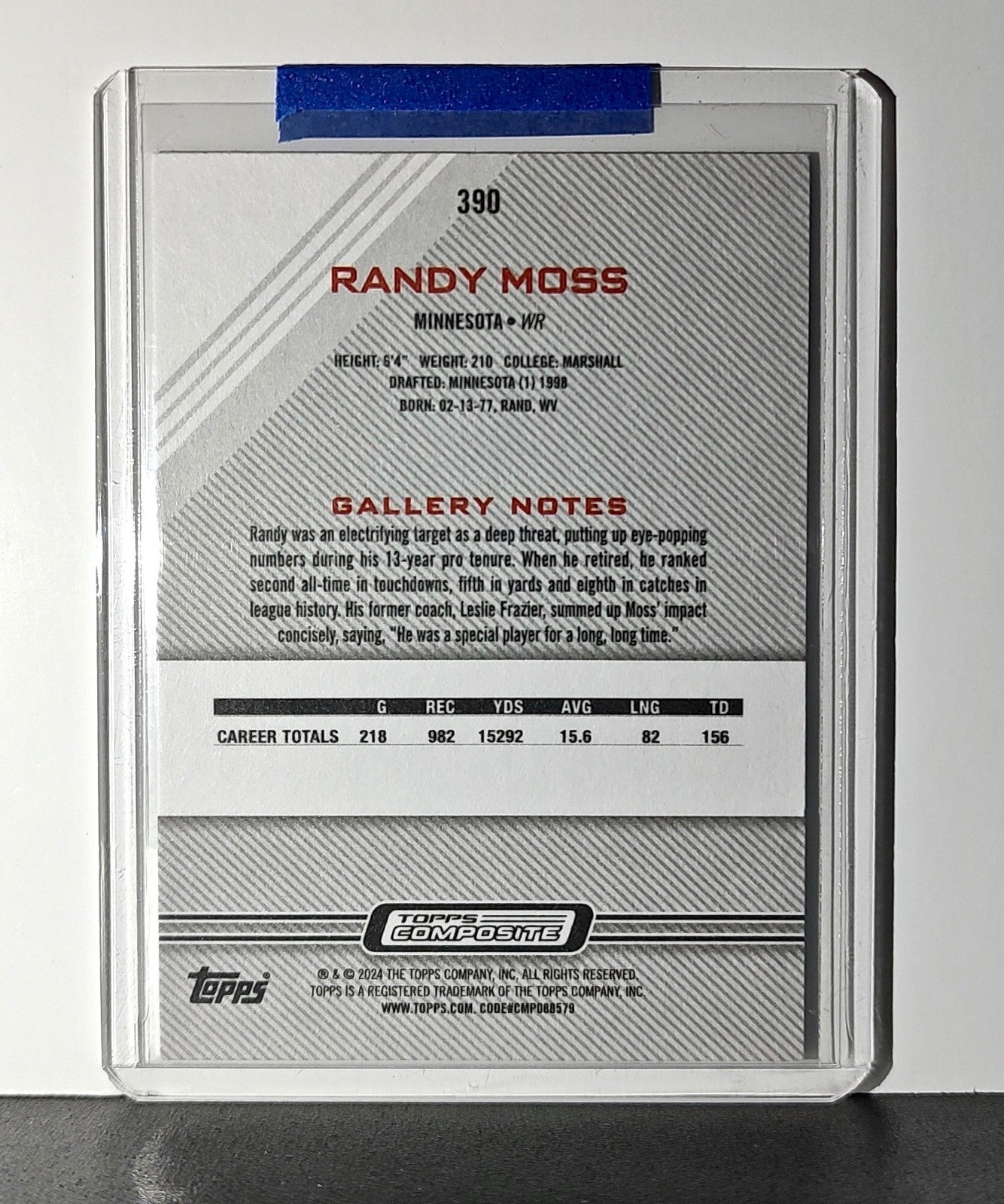 Randy Moss 2023 Topps Gallery NFL #390 Card Minnesota Vikings