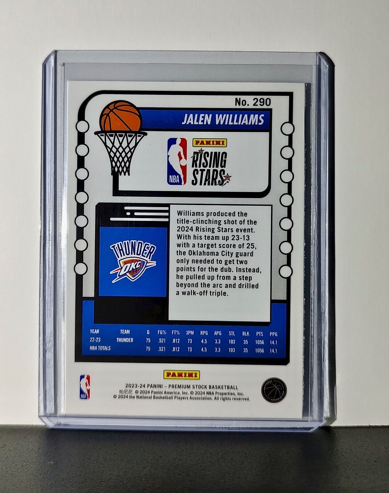 Jalen Williams 2023-24 Panini Premium NBA Hoops Rising Stars #290 Card Thunder