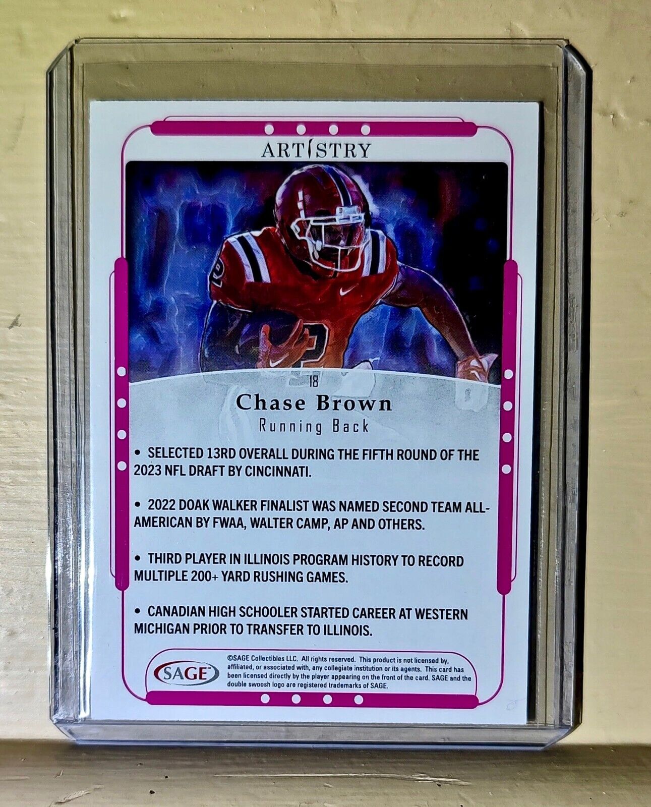 Chase Brown 2023 SAGE NFL Artistry Football #18 Card