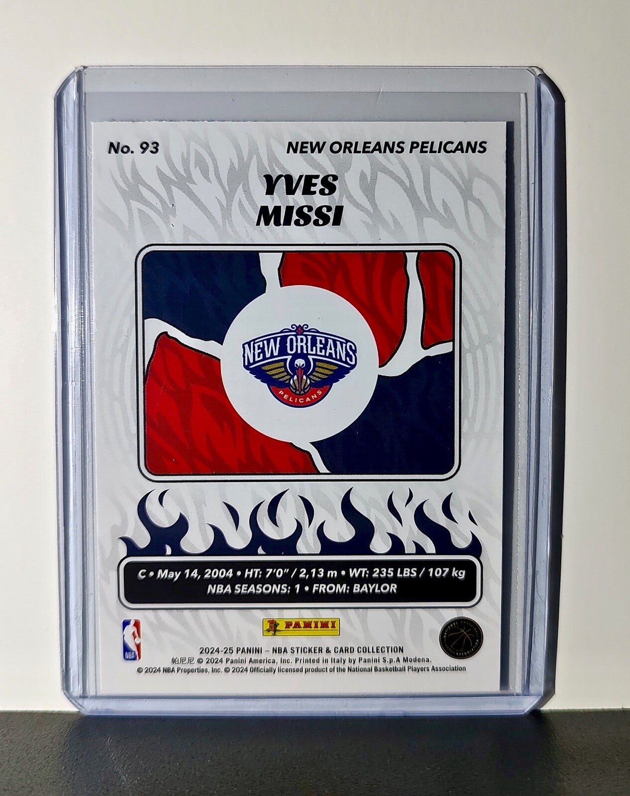 Yves Missi Rookie 2024-25 Panini NBA #93 Foil Sticker Card New Orleans Pelicans
