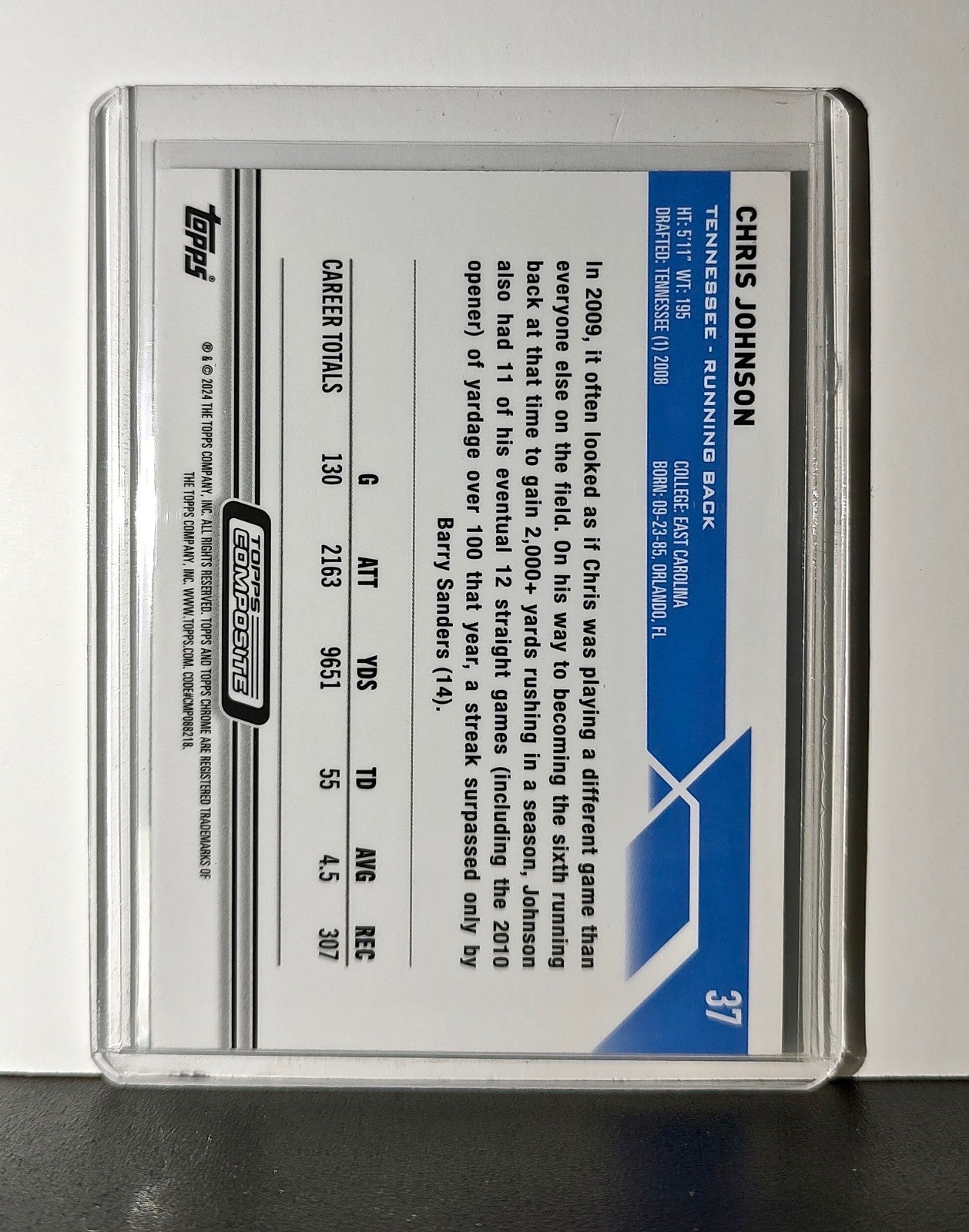 Chris Johnson 2023 Topps Chrome NFL #37 Card Tennessee Titans