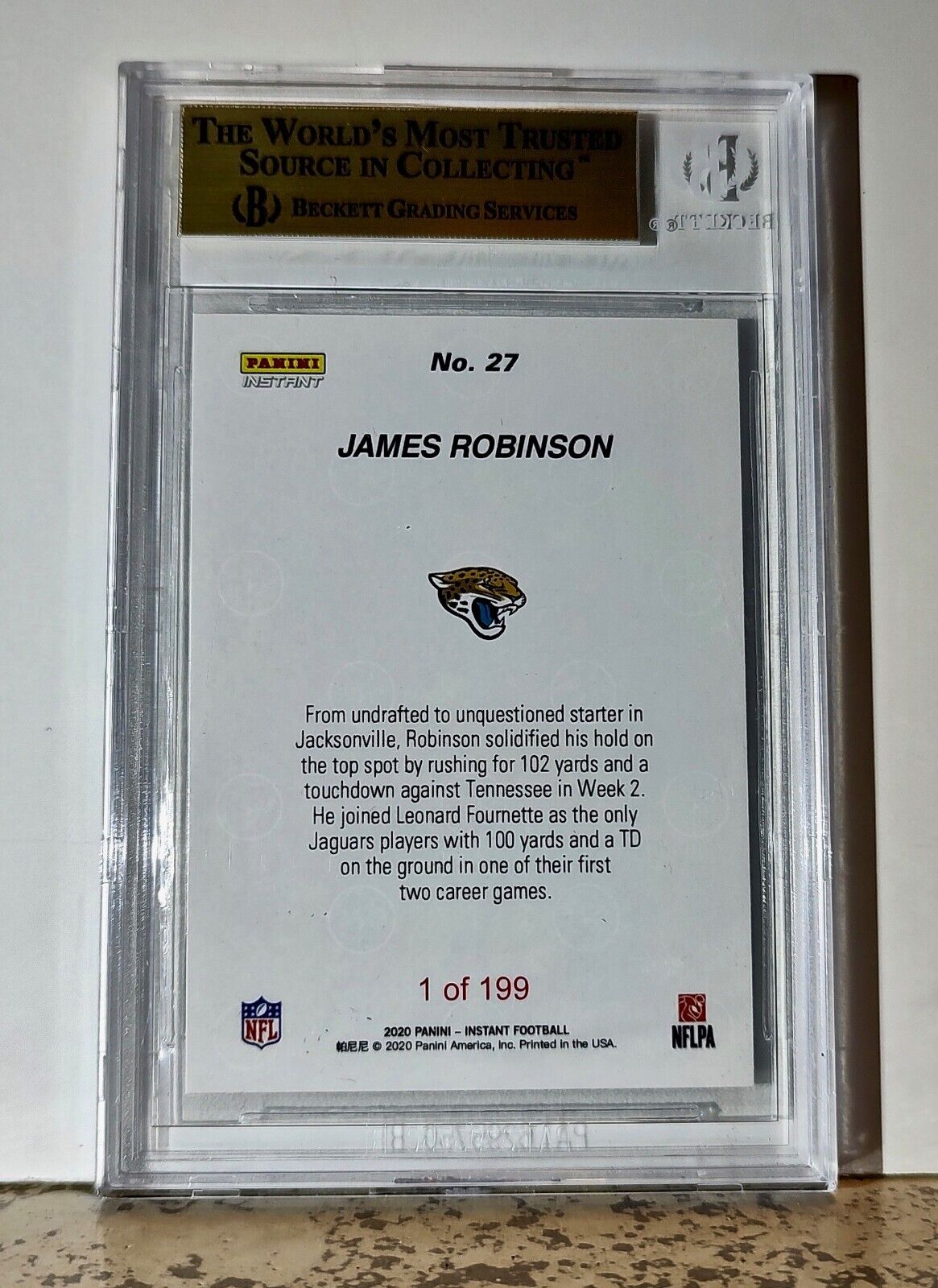 James Robinson 2020 Panini #27 Rookie Football Card 1 of 199 BGS 9.5 Gem Jaguars