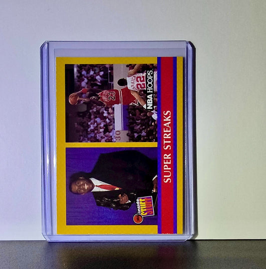 Michael Jordan Magic Johnson 1990-91 NBA Hoops Super Streaks #385 Card Bulls