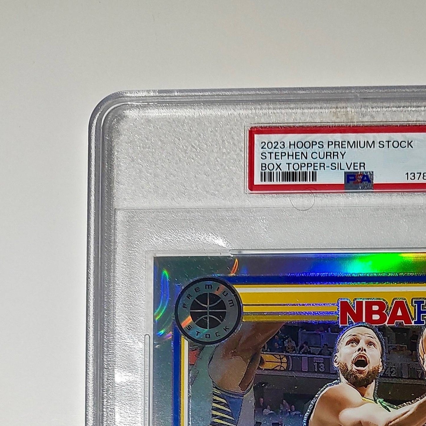 Stephen Curry 2023 Panini Premium Stock NBA Hoops #14 Jumbo Refractor PSA 9 Mint
