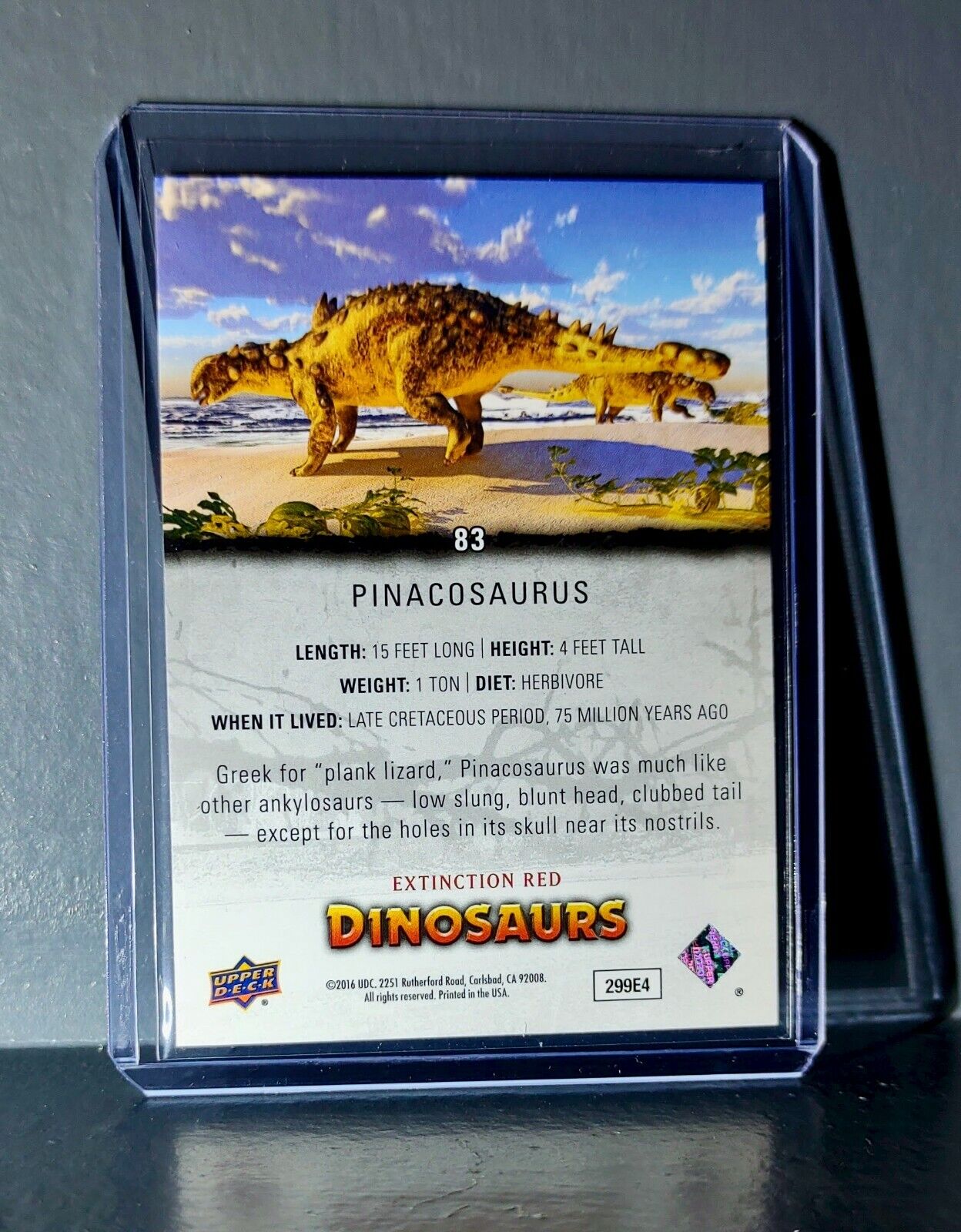 2015 Upper Deck Dinosaurs Pinacosaurus Extinction Red Parallel #83 Card