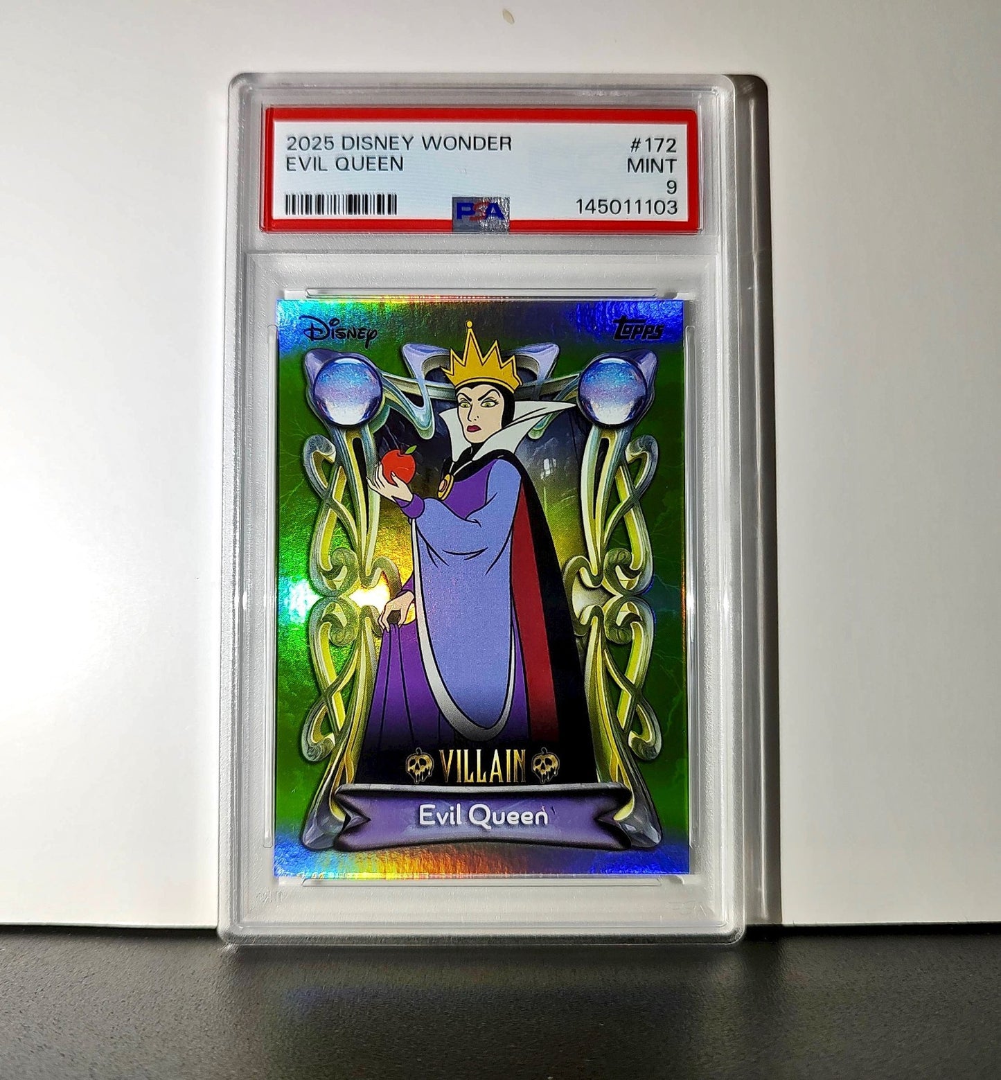 Evil Queen 2025 Topps Disney #172 Card Snow White and the Seven Dwarfs PSA 9