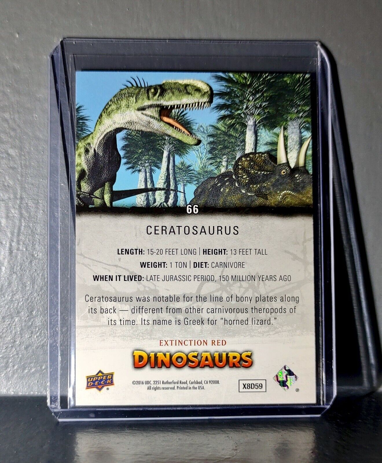 2015 Upper Deck Dinosaurs Ceratosaurus Extinction Red Parallel #66 Card