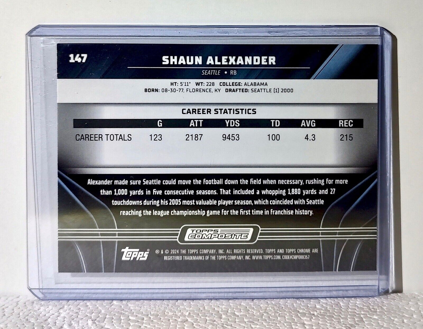 Shaun Alexander 2023 Topps Chrome Black NFL #147 Football Card Seattle Seahawks