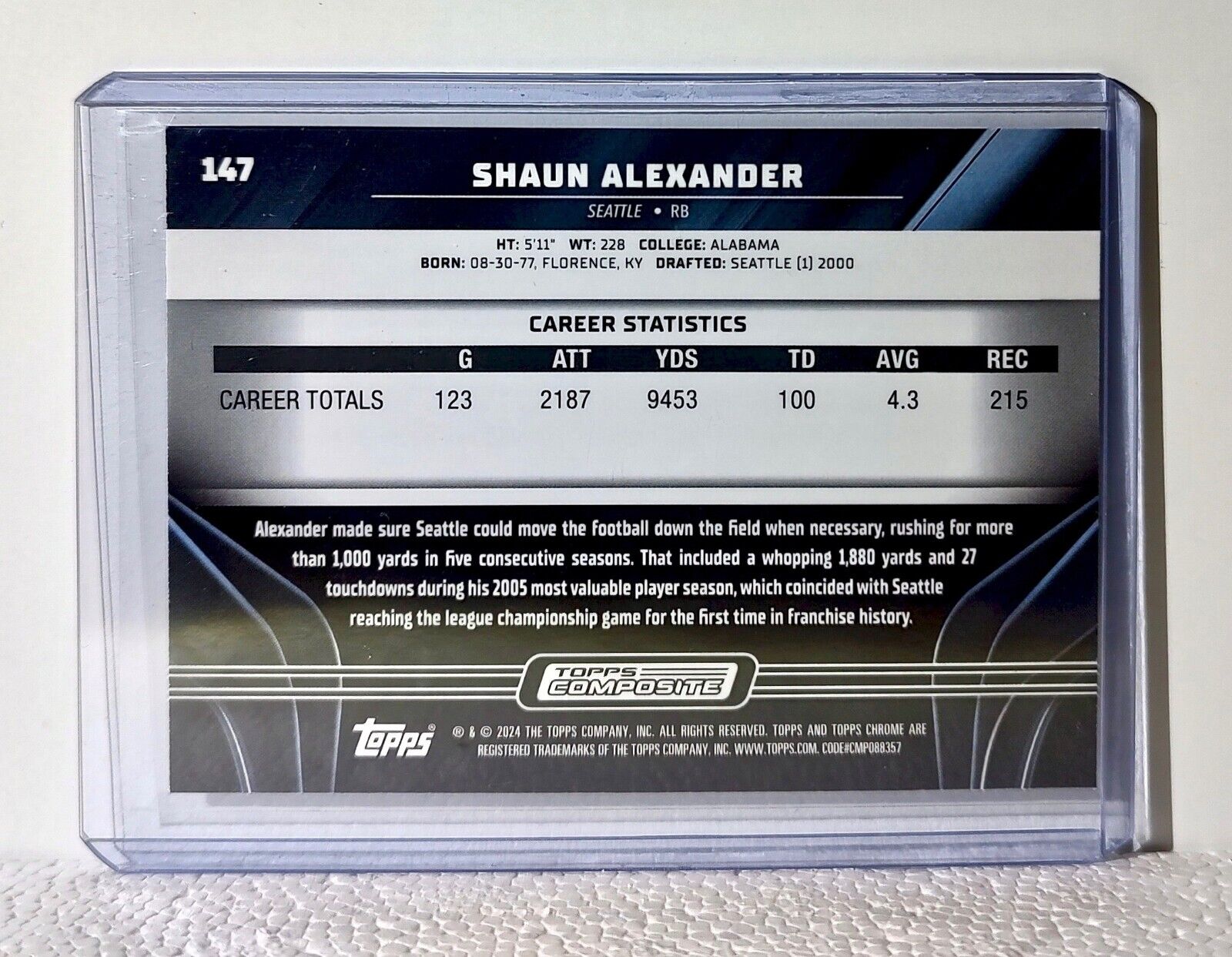 Shaun Alexander 2023 Topps Chrome Black NFL #147 Football Card Seattle Seahawks